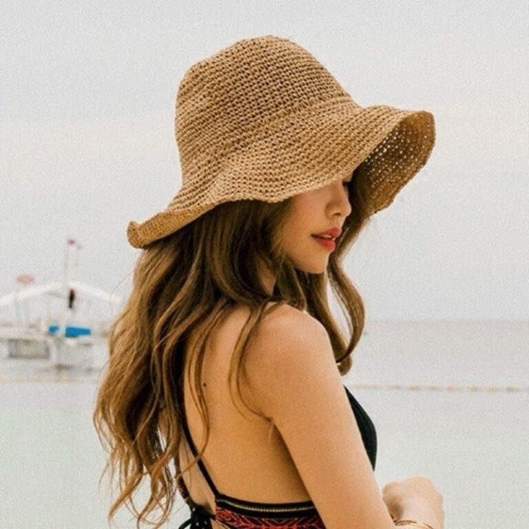 Chapeau De Paille Femme Élégant Anti-UV - Bob Capeline Bord Large Avec Nœud Papillon Pliable Pour Plage, Voyage Et Vacances D'Été